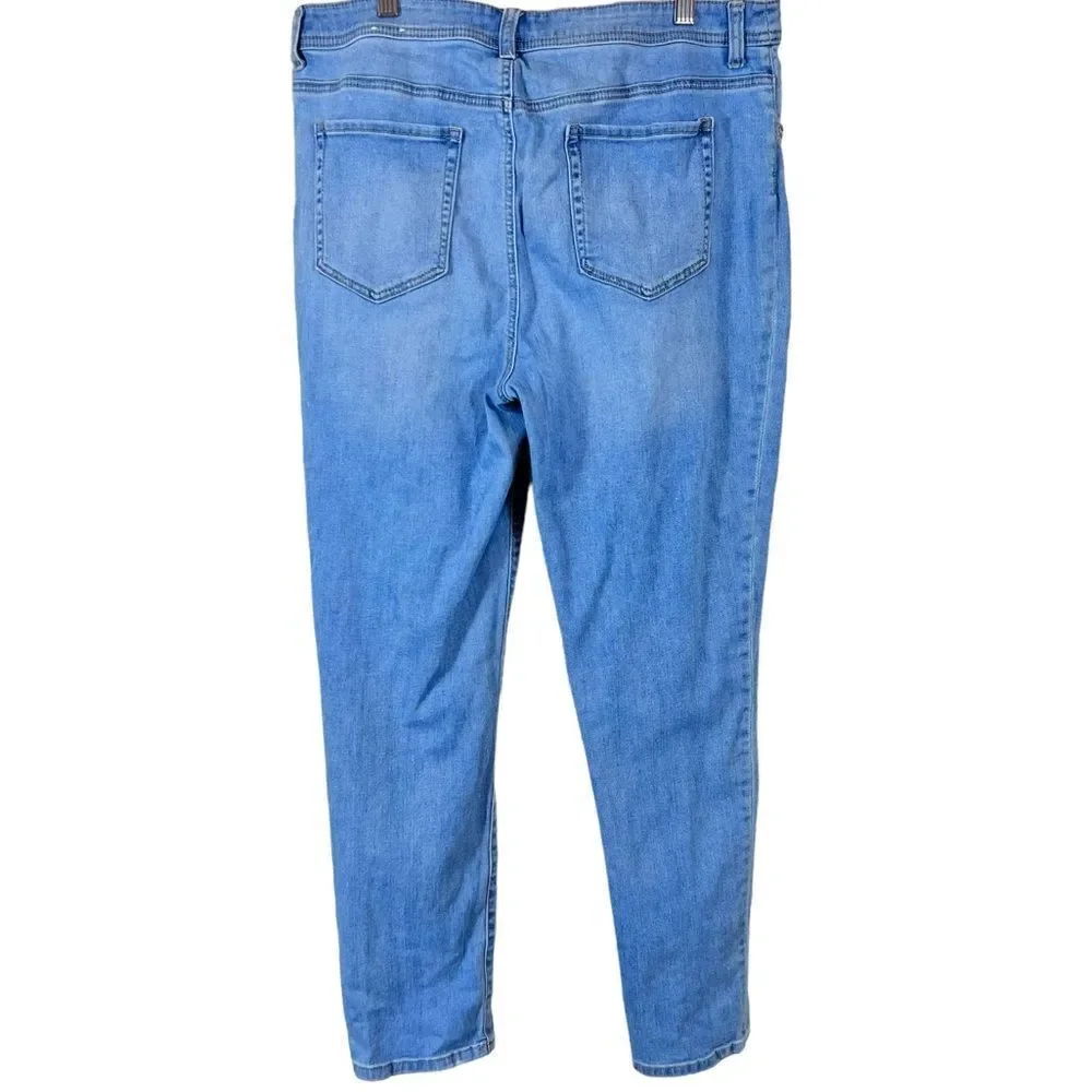 Chico's so slimming distressed ankle fit jeans.